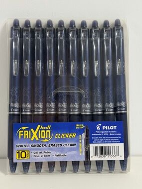 Pilot, FriXion Clicker Erasable Gel Pens, Fine Point 0.7 mm, Pack of 10